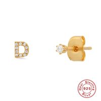 Simple Style Letter Sterling Silver Ear Studs Plating Zircon 925 Silver Earrings sku image 9