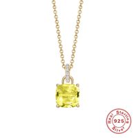 Fashion Square Sterling Silver Plating Inlay Zircon Pendant Necklace 1 Piece sku image 1