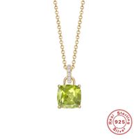 Fashion Square Sterling Silver Plating Inlay Zircon Pendant Necklace 1 Piece sku image 2