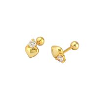 Simple Style Heart Shape Sterling Silver Ear Studs Plating Metal Rhinestone 925 Silver Earrings main image 3