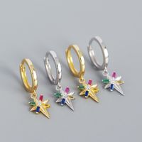 Fashion Star Sterling Silver Ear Studs Plating Metal Rhinestone 925 Silver Earrings main image 2