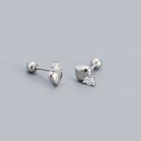 Simple Style Heart Shape Sterling Silver Ear Studs Plating Metal Rhinestone 925 Silver Earrings sku image 2
