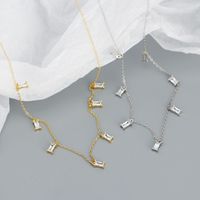 Fashion Square Sterling Silver Necklace Plating Zircon 925 Silver Necklaces main image 5