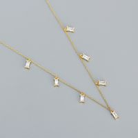 Fashion Square Sterling Silver Necklace Plating Zircon 925 Silver Necklaces sku image 1