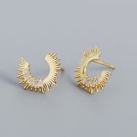 Fashion C Shape Irregular Plating Sterling Silver Zircon Ear Studs sku image 1