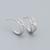 Sweet Star Sterling Silver Ear Studs Plating Metal Rhinestone 925 Silver Earrings sku image 1