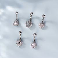 Belly Rings Fashion Heart Shape 316 Stainless Steel  Copper Plating Zircon main image 5
