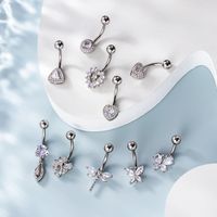 Belly Rings Fashion Heart Shape 316 Stainless Steel  Copper Plating Zircon main image 3