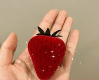 Cute Strawberry Plastic Flocking Ring Box Jewelry Boxes sku image 1