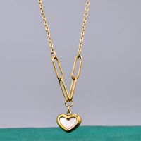 Fashion Heart Shape Titanium Steel Pendant Necklace Plating Shell Stainless Steel Necklaces main image 6