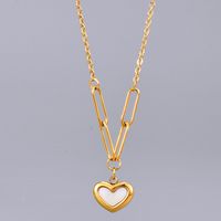 Fashion Heart Shape Titanium Steel Pendant Necklace Plating Shell Stainless Steel Necklaces main image 2