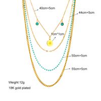 Vintage Style Geometric Stainless Steel Gold Plated Turquoise Layered Necklaces main image 4