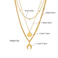 Stainless Steel 18K Gold Plated Vintage Style Gold Plated Star Moon No Inlaid Layered Necklaces main image 3