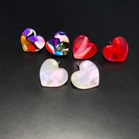 Simple Style Heart Shape Lightning Arylic Heart Arylic Ear Studs 1 Pair main image 3