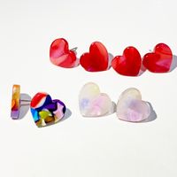 Simple Style Heart Shape Lightning Arylic Heart Arylic Ear Studs 1 Pair main image 5