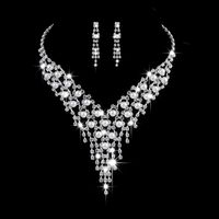 Moda Geométrico Aleación Enchapado Embutido Perla Artificial Diamante De Imitación Aretes Collar main image 1