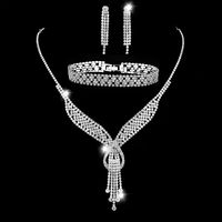Mode Géométrique Le Cuivre Placage Diamant Strass Bracelets Des Boucles D'oreilles Collier main image 5