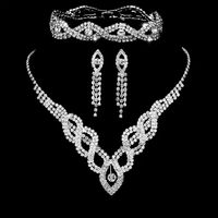 Mode Géométrique Le Cuivre Placage Diamant Strass Bracelets Des Boucles D'oreilles Collier sku image 12