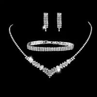 Mode Geometrisch Kupfer Überzug Diamant Strass Armbänder Ohrringe Halskette sku image 7
