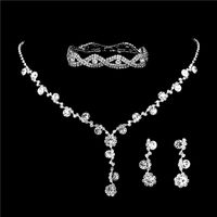 Mode Blume Kupfer Inlay Künstliche Perle Strass Armbänder Ohrringe Halskette main image 2