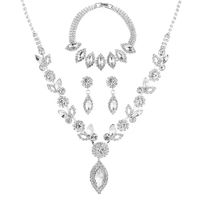 Mode Géométrique Le Cuivre Placage Diamant Strass Bracelets Des Boucles D'oreilles Collier sku image 15