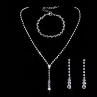 Fashion Geometric Copper Plating Diamond Rhinestone Bracelets Earrings Necklace sku image 3