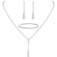 Mode Géométrique Le Cuivre Placage Diamant Strass Bracelets Des Boucles D'oreilles Collier sku image 2
