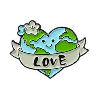 Cartoon Style Earth Heart Shape Alloy Stoving Varnish Brooches sku image 5