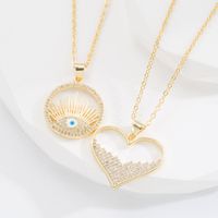 Fashion Devil's Eye Copper Pendant Necklace Gold Plated Zircon Copper Necklaces main image 1