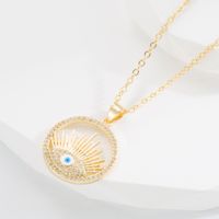 Fashion Devil's Eye Copper Pendant Necklace Gold Plated Zircon Copper Necklaces sku image 1