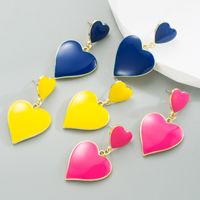 Fashion Heart Shape Alloy Patchwork Enamel Earrings main image 6