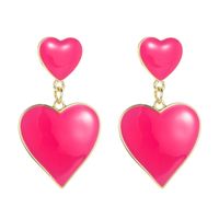 Fashion Heart Shape Alloy Patchwork Enamel Earrings main image 3