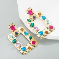 Fashion Square Butterfly Alloy Transparent Inlay Rhinestone Earrings main image 5