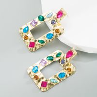 Fashion Square Butterfly Alloy Transparent Inlay Rhinestone Earrings main image 3
