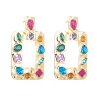 Fashion Square Butterfly Alloy Transparent Inlay Rhinestone Earrings main image 2