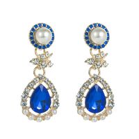 Fashion Water Droplets Alloy Inlay Rhinestone Pearl Drop Earrings main image 2