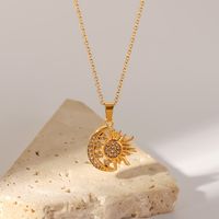Fashion Sun Star Moon Stainless Steel Necklace Gold Plated Zircon Stainless Steel Necklaces main image 1