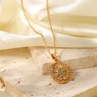 Fashion Sun Star Moon Stainless Steel Necklace Gold Plated Zircon Stainless Steel Necklaces main image 5