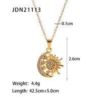 Fashion Sun Star Moon Stainless Steel Necklace Gold Plated Zircon Stainless Steel Necklaces sku image 1