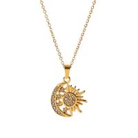 Fashion Sun Star Moon Stainless Steel Necklace Gold Plated Zircon Stainless Steel Necklaces main image 4