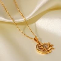 Fashion Sun Star Moon Stainless Steel Necklace Gold Plated Zircon Stainless Steel Necklaces main image 3