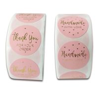 Roll Pack Pink Bronze Wedding Decoration Thank You Stickers main image 1