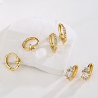 Mode Géométrique Le Cuivre Des Boucles D'oreilles Incruster Zircon Boucles D'oreilles En Cuivre main image 5