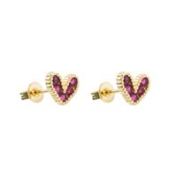 Romantic Heart Shape Copper Ear Studs Plating Zircon Copper Earrings 1 Pair main image 5