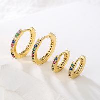 Fashion Colorful Copper Hoop Earrings Inlay Zircon Copper Earrings main image 1