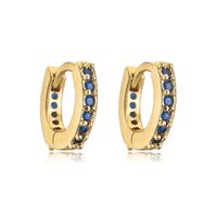 Fashion Colorful Copper Hoop Earrings Inlay Zircon Copper Earrings sku image 1