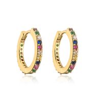 Fashion Colorful Copper Hoop Earrings Inlay Zircon Copper Earrings sku image 9