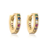 Fashion Colorful Copper Hoop Earrings Inlay Zircon Copper Earrings sku image 3