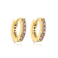 Fashion Colorful Copper Hoop Earrings Inlay Zircon Copper Earrings sku image 4