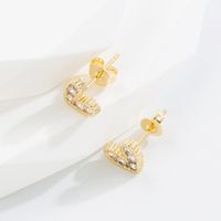 Romantic Heart Shape Copper Ear Studs Plating Zircon Copper Earrings 1 Pair sku image 6